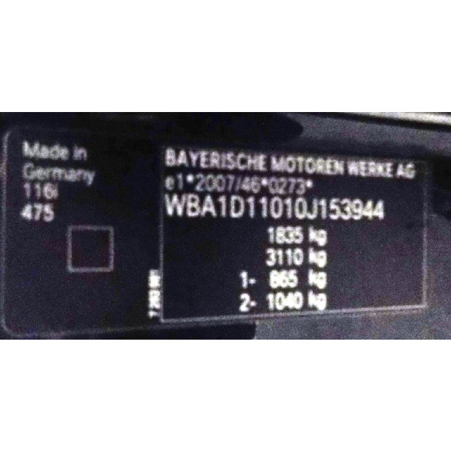 Ressort hélicoïdal arrière gauche ou droit interchangeable BMW 1 serie (F21) (2011 - 2015) Hatchback 3-drs 116i 1.6 16V (N13-B16A)