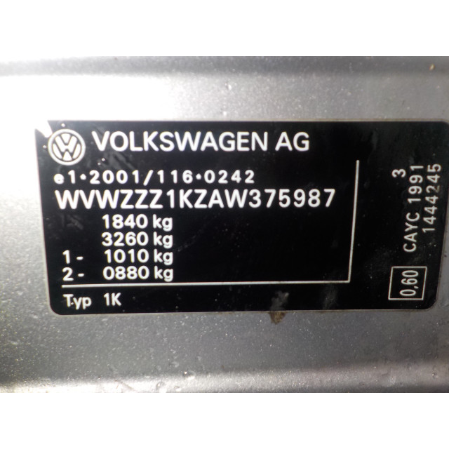 Anneau de contact Volkswagen Golf VI (5K1) (2009 - 2012) Hatchback 1.6 TDI 16V (CAYC)