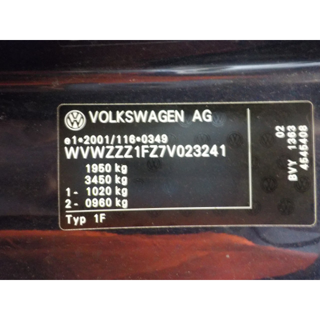 Boîte de vitesses manuel Volkswagen Eos (1F7/F8) (2006 - 2008) Cabrio 2.0 FSI 16V (BVY(Euro 4))