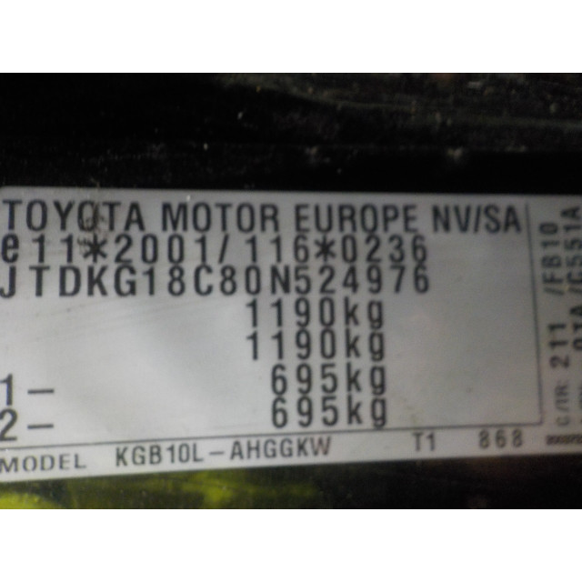 Lame de pare-chocs arrière Toyota Aygo (B10) (2005 - présent) Hatchback 1.0 12V VVT-i (1KR-FE)