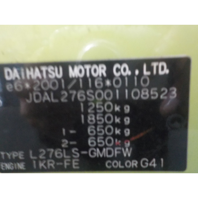 Boîte de vitesses manuel Daihatsu Cuore (L251/271/276) (2007 - présent) Hatchback 1.0 12V DVVT (1KR-FE)