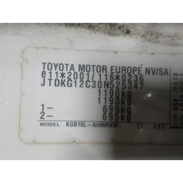 Porte arrière droite Toyota Aygo (B10) (2005 - 2014) Hatchback 1.0 12V VVT-i (1KR-FE)
