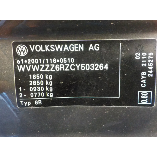 Moteur d'essuie-glaces de lunette arrière Volkswagen Polo V (6R) (2009 - 2014) Hatchback 1.6 TDI 16V 90 (CAYB(Euro 5))