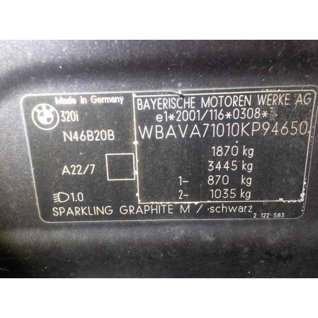 Dispositif de chauffage à résistance BMW 3 serie (E90) (2004 - 2007) Sedan 320i 16V (N46-B20B)