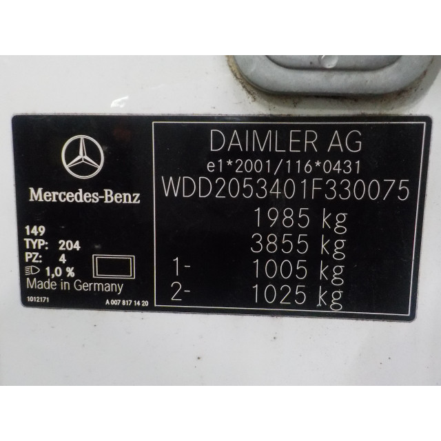 Hayon Mercedes-Benz C (C205) (2015 - présent) Coupé C-180 1.6 16V (M274.910(Euro 6))