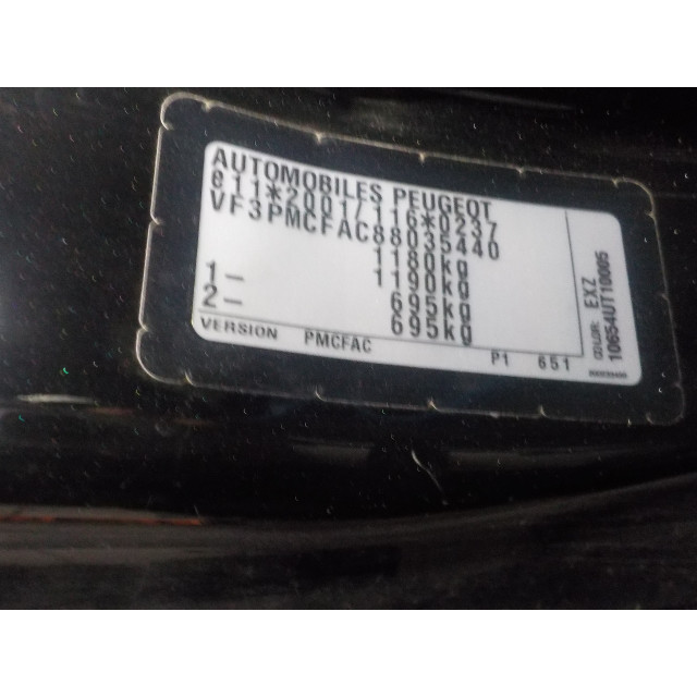 Mécanismes de verrouillage de coffre/hayon Peugeot 107 (2005 - 2014) Hatchback 1.0 12V (384F(1KR))